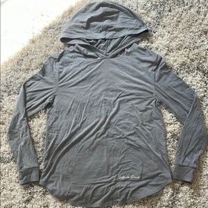 Women's Life Is Good Gray Long Sleeve Pullover Hoodie Small